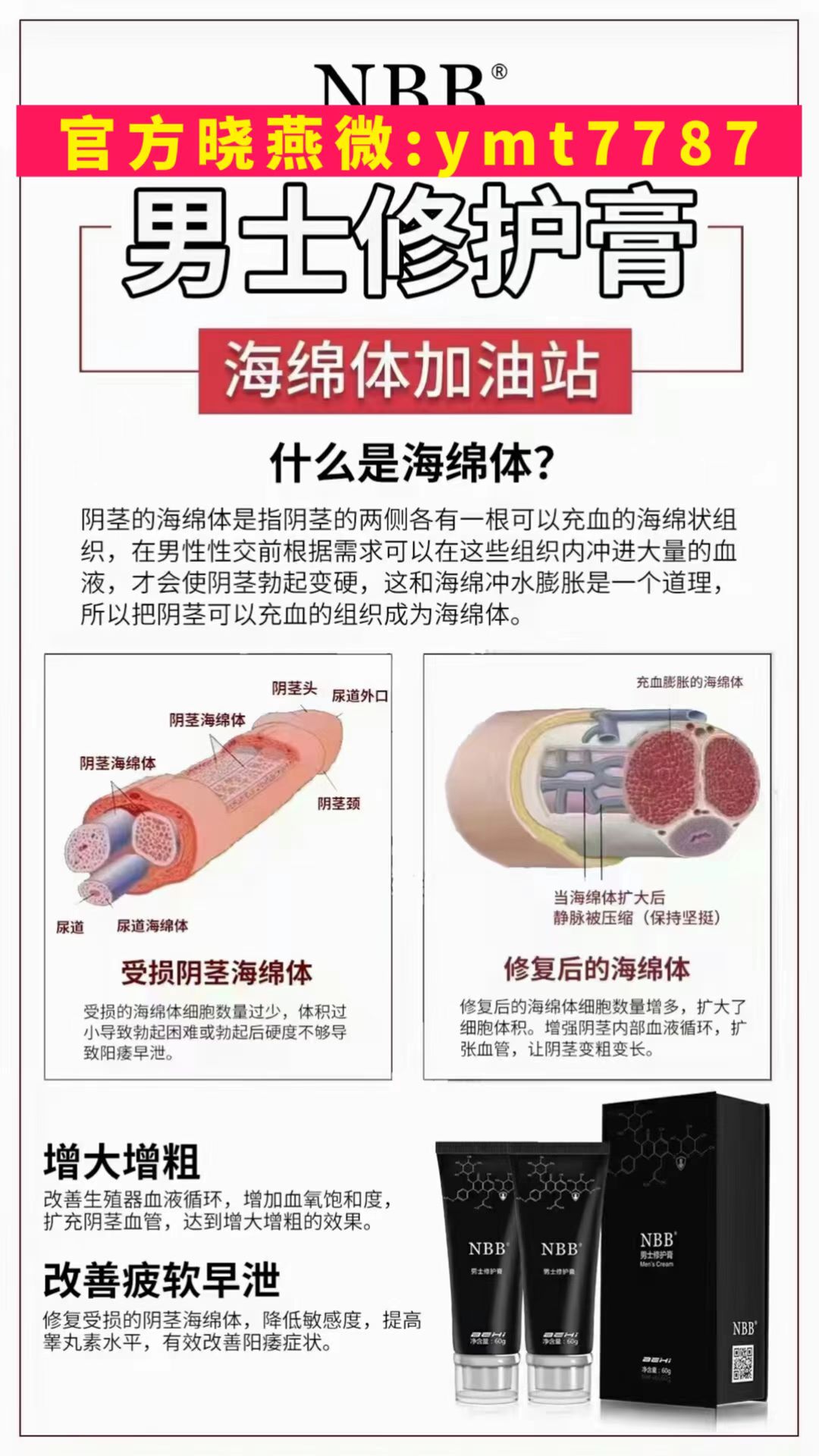 海绵体受损早谢就用nbb修复膏延时修复降低敏感度